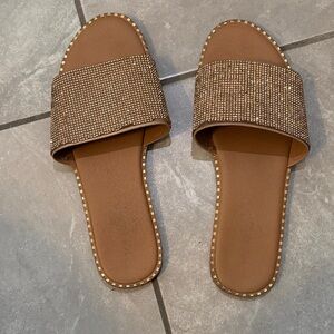 Brown Studded Slide Sandals